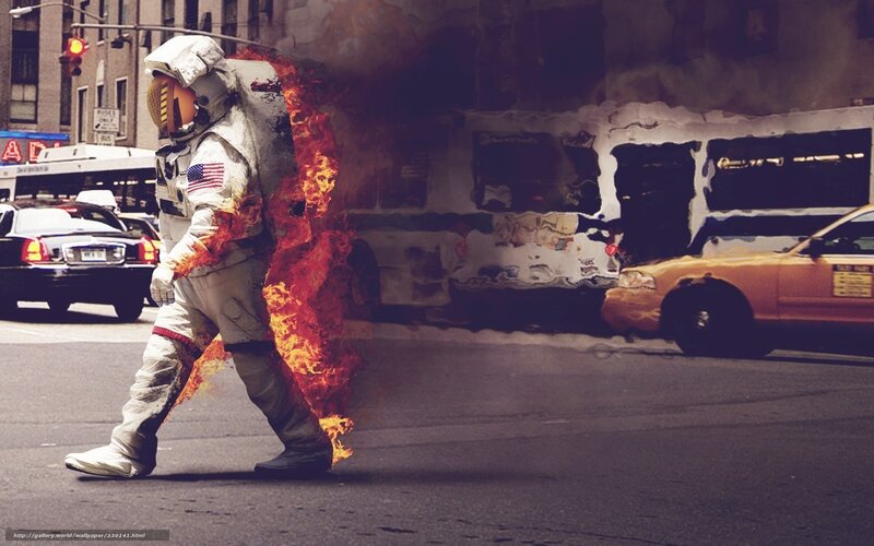 Astronaut on Fire — Gray, Dramatic