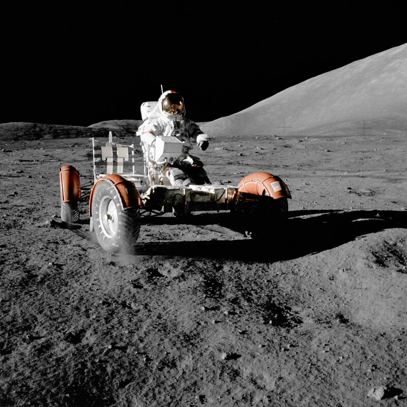 Astronaut on Lunar Rover — Gray