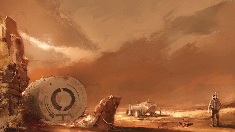 Astronaut on Mars — Orange, Dramatic