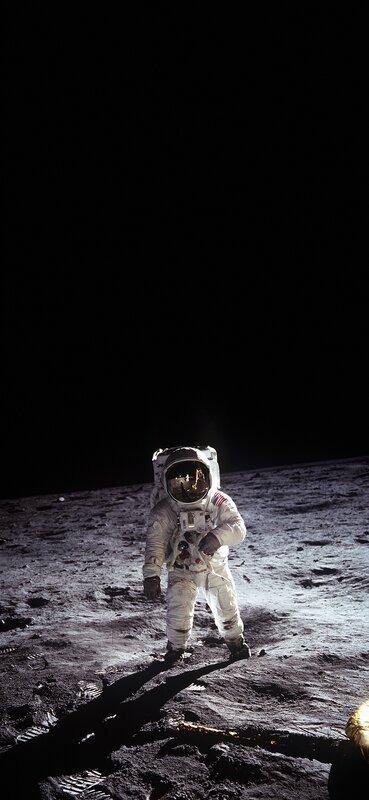 Astronaut on Moon — Black, Dramatic, Night