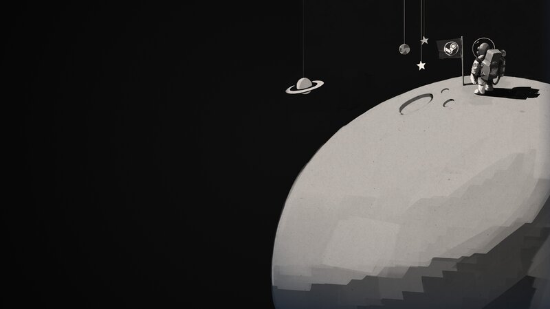 Astronaut on Moon — Black, Serene