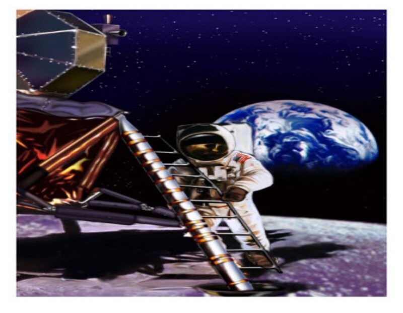 Astronaut on Moon — Blue