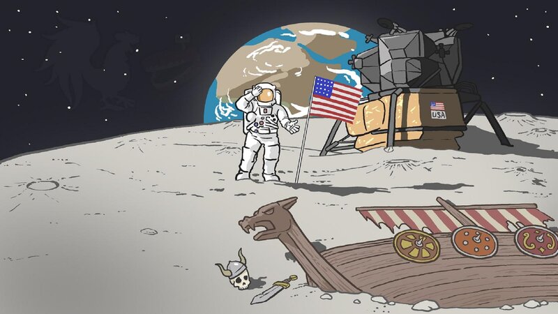 Astronaut on Moon — Gray, Dramatic, Night