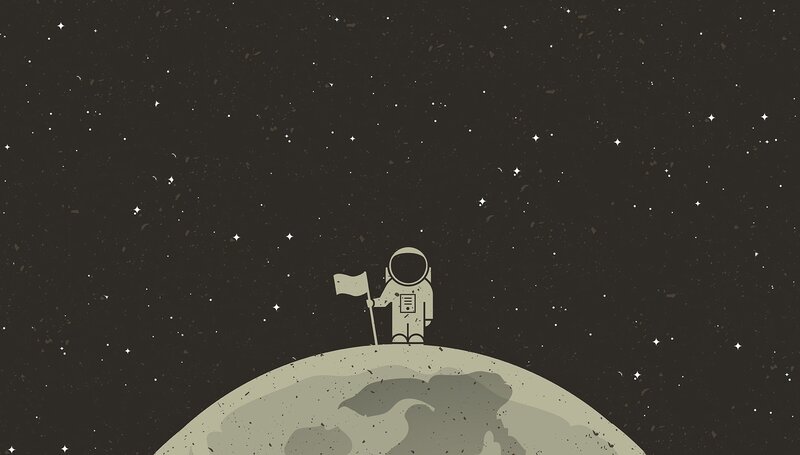 Astronaut on Moon — Gray, Serene, Night