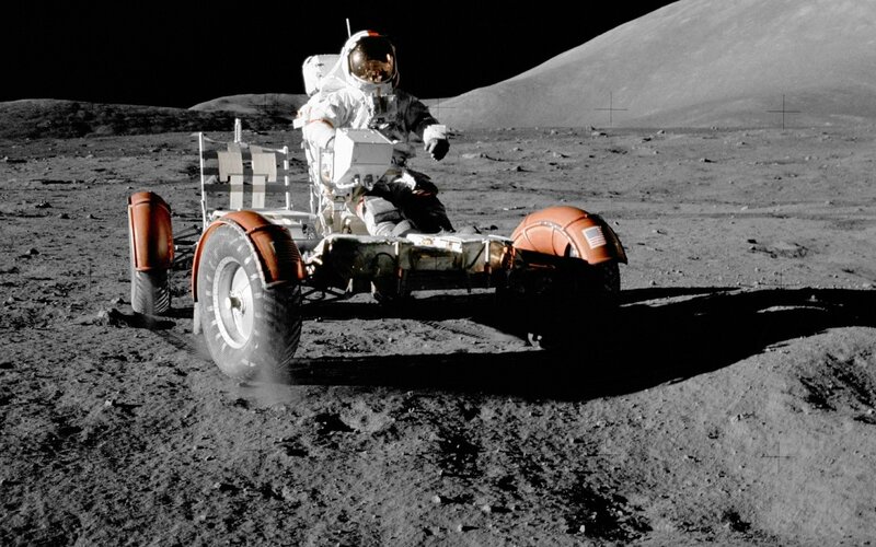 Astronaut on moon rover