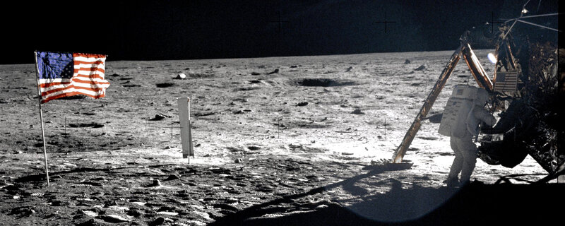 Astronaut on Moon Surface — Black, Desolate