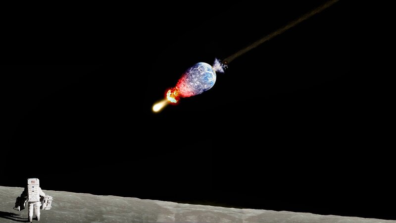 Astronaut on Moon Surface — Black, Dramatic, Night, Digital Art