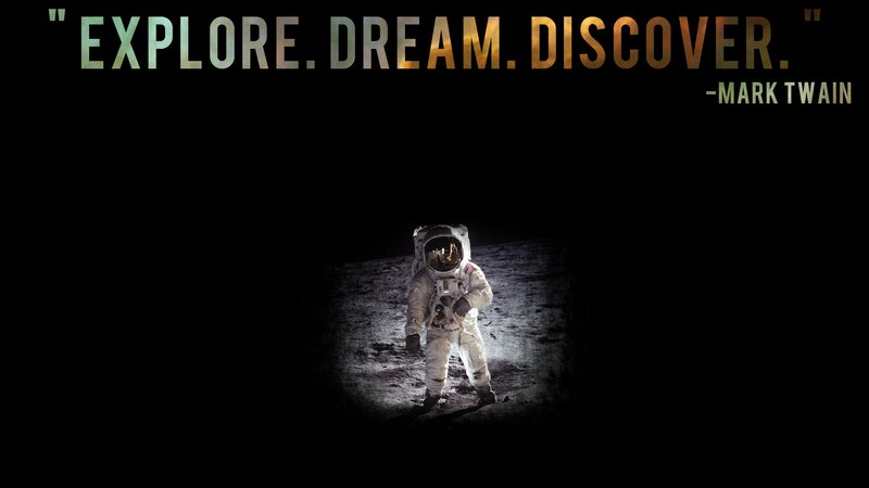 Astronaut on Moon Surface — Black, Dramatic, Night, Photograph, Space Suit, Quote