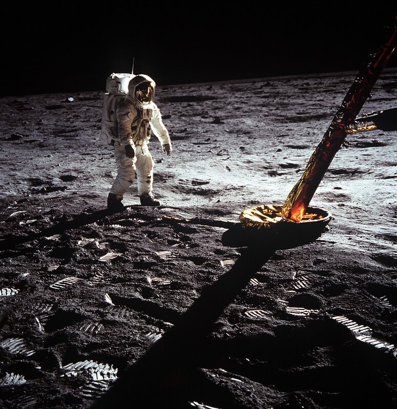 Astronaut on Moon Surface — Black, Dramatic, Night, Photograph