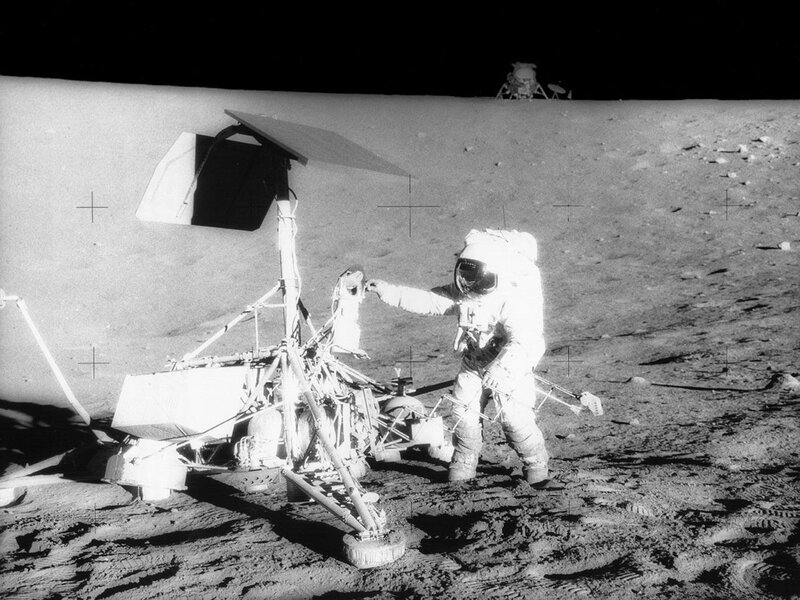 Astronaut on Moon Surface — Black, Dramatic, Photograph, Lunar Module