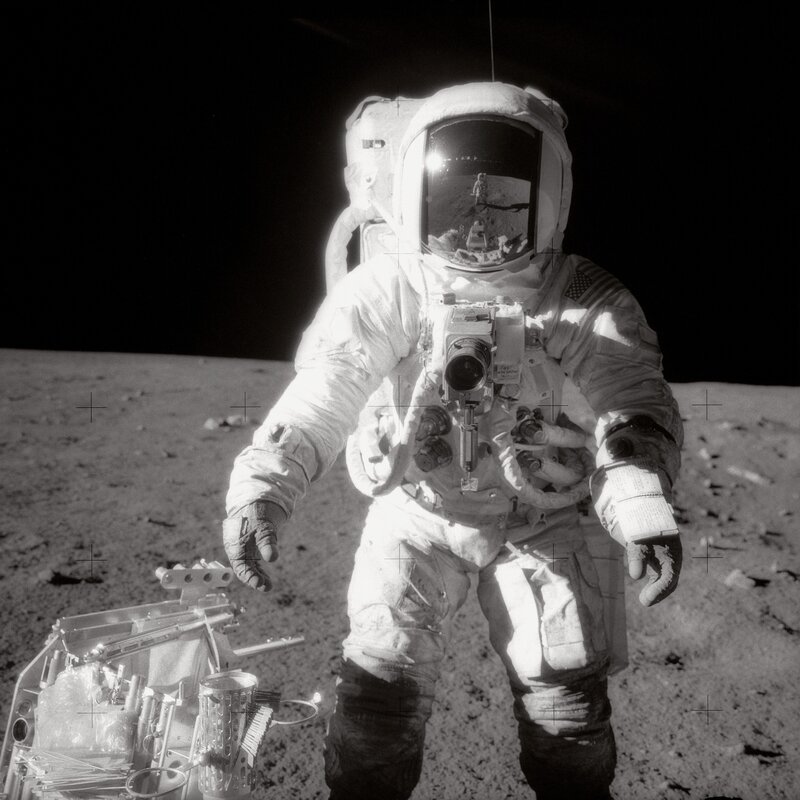 Astronaut on Moon Surface — Black, Dramatic, Photograph, Moon Dust, Space Suit