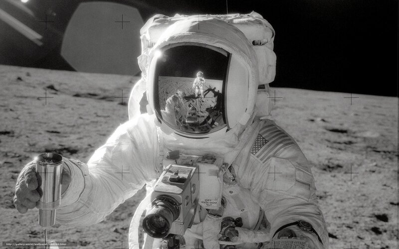Astronaut on Moon Surface — Black, Dramatic, Photograph