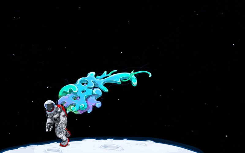 Astronaut on Moon Surface — Black, Serene, Night