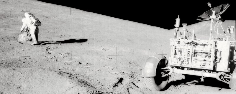 Astronaut on Moon Surface — Black