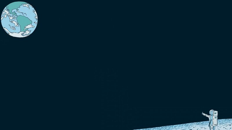 Astronaut on Moon Surface — Blue, Serene, Night