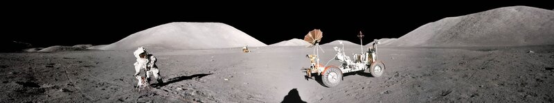 Astronaut on Moon Surface — Gray, Desolate, Photograph, Lunar Rover