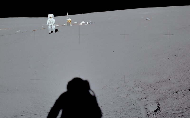 Astronaut on Moon Surface — Gray, Desolate, Photograph
