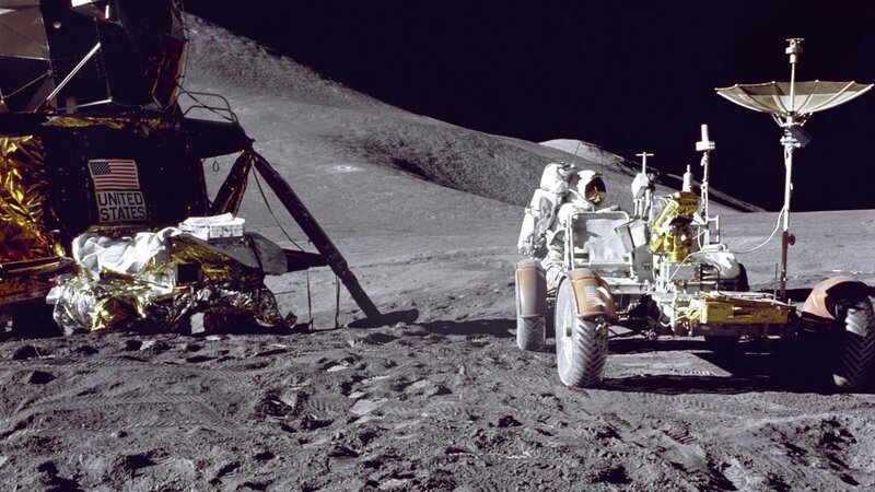 Astronaut on Moon Surface — Gray, Desolate