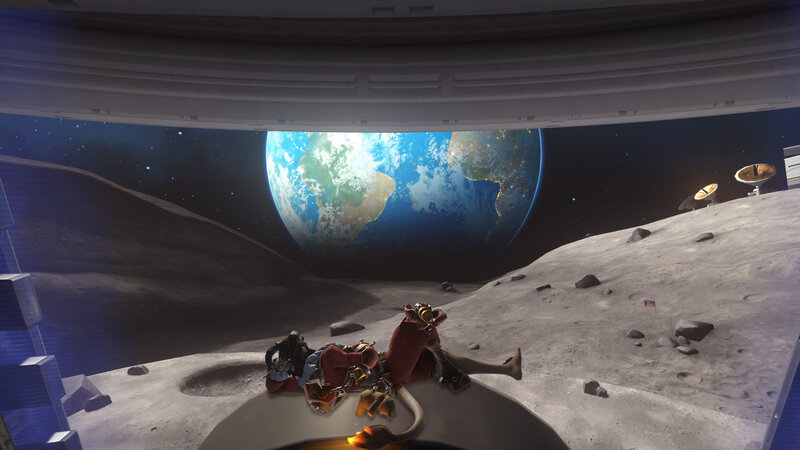 Astronaut on Moon Surface — Gray, Dramatic, Digital Art, Earth, Space Station