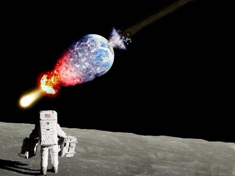 Astronaut on Moon Surface — Gray, Dramatic, Night, Digital Art
