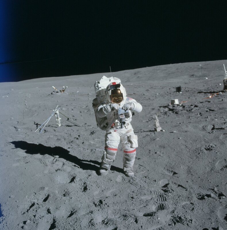 Astronaut on Moon Surface — Gray, Dramatic, Photograph, Moon Dust, Space Suit