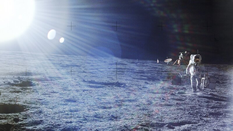 Astronaut on Moon Surface — Gray, Dramatic, Photograph, Moon Rover
