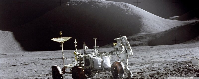 Astronaut on Moon Surface — Gray, Dramatic, Photograph
