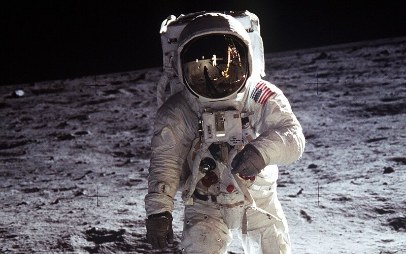Astronaut on Moon Surface — Night