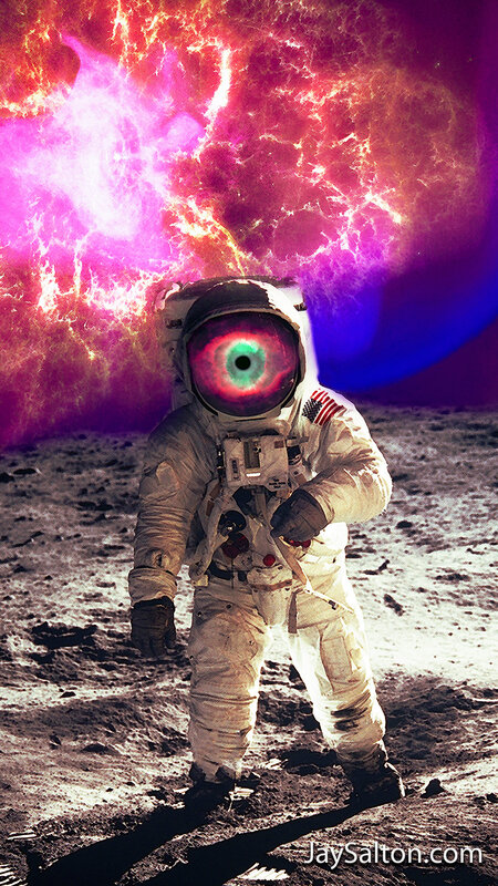 Astronaut on Moon Surface — Purple, Dramatic, Digital Art, Space Suit