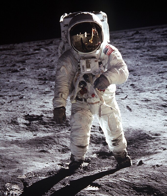 Astronaut on Moon Surface — White, Dramatic, Night, Photograph, Moon Surface
