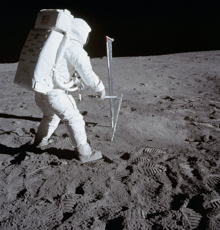 Astronaut on Moon Surface — White, Dramatic, Night, Photograph