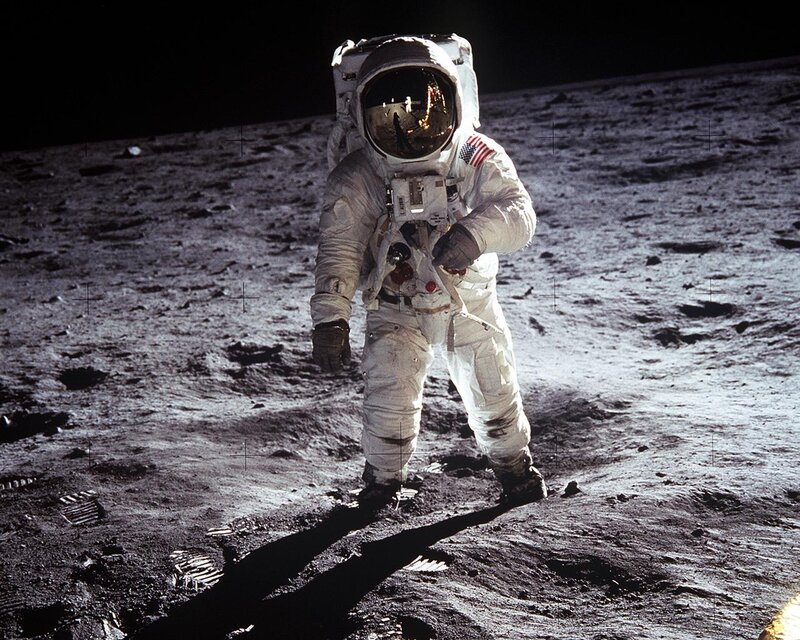 Astronaut on Moon Surface — White, Dramatic, Photograph, Space Suit
