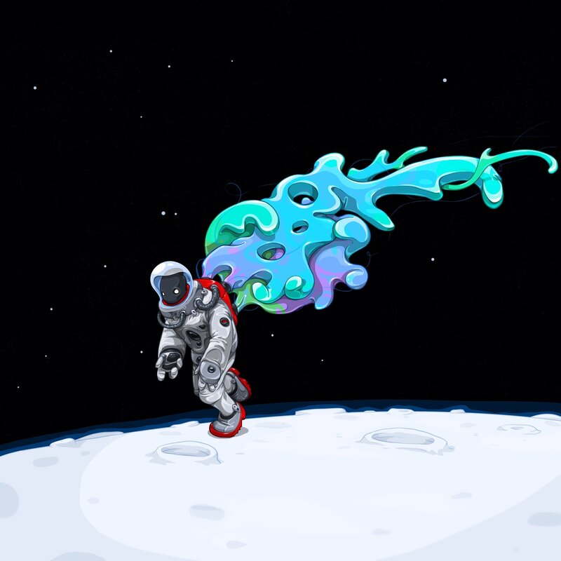 Astronaut on Moon Surface — White, Serene