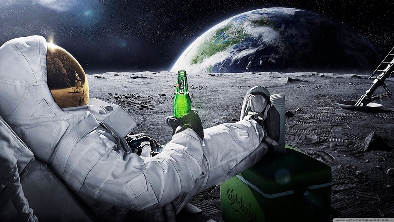 Astronaut on Moon — White, Dramatic, Digital Art, Earth