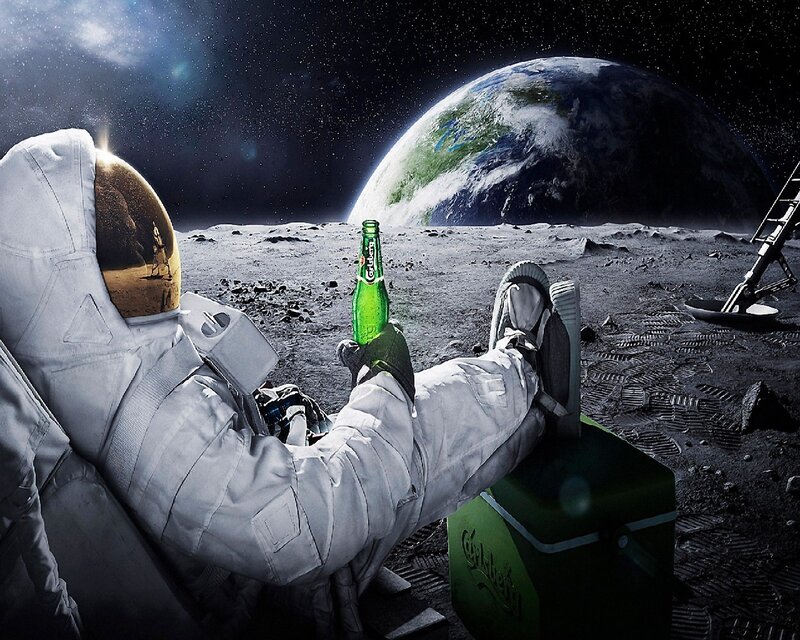 Astronaut on Moon — White, Dramatic, Night