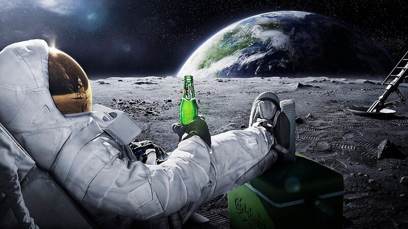 Astronaut on Moon — White, Dramatic