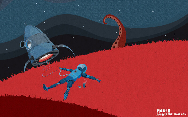 Astronaut on Red Planet — Dramatic
