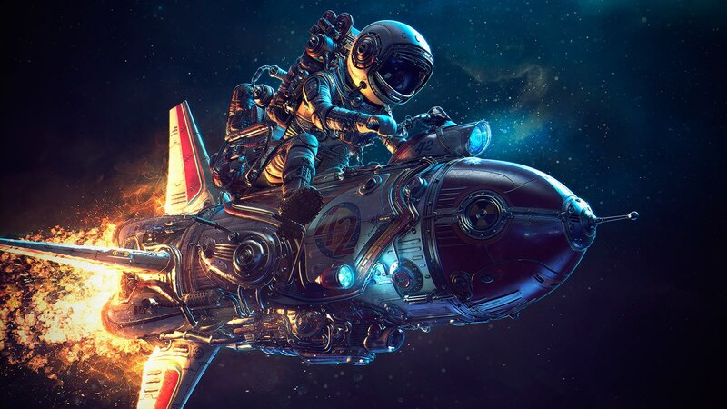 Astronaut on Rocket