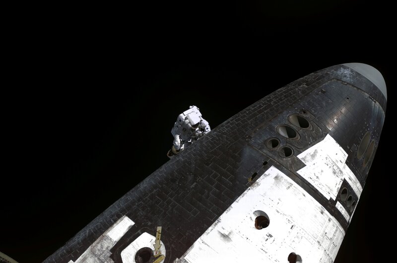 Astronaut on shuttle exterior