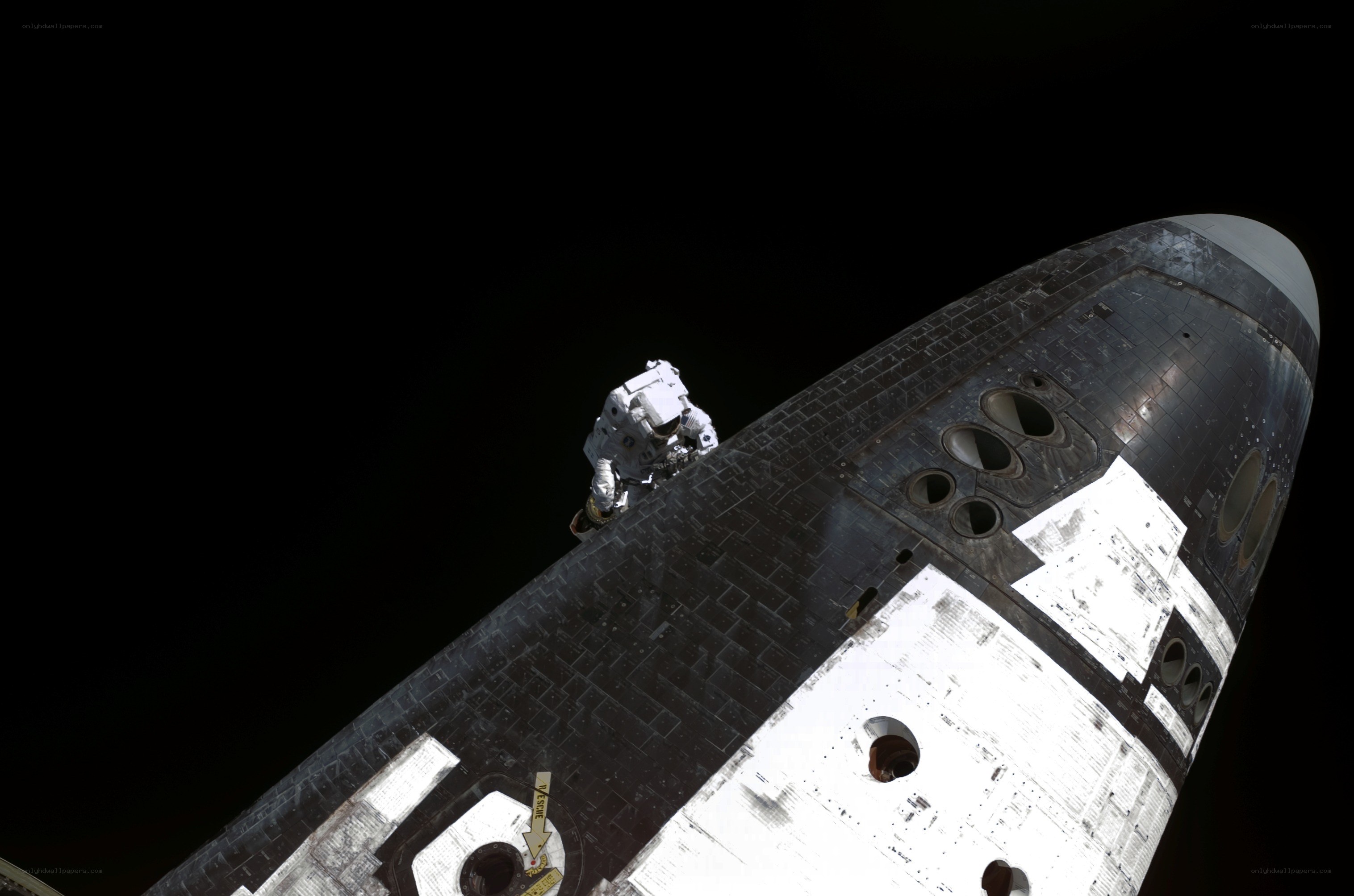 Astronaut on shuttle exterior
