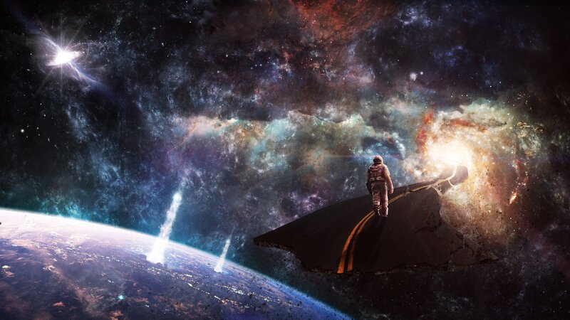 Astronaut on Space Road