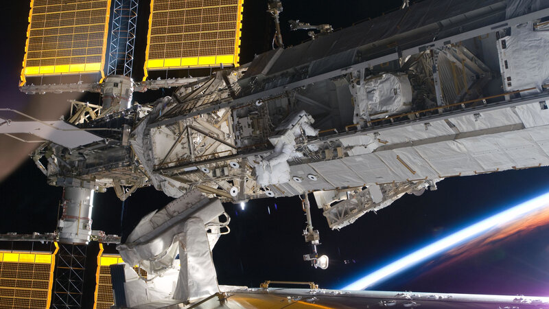 Astronaut on Spacewalk — Black, Dramatic