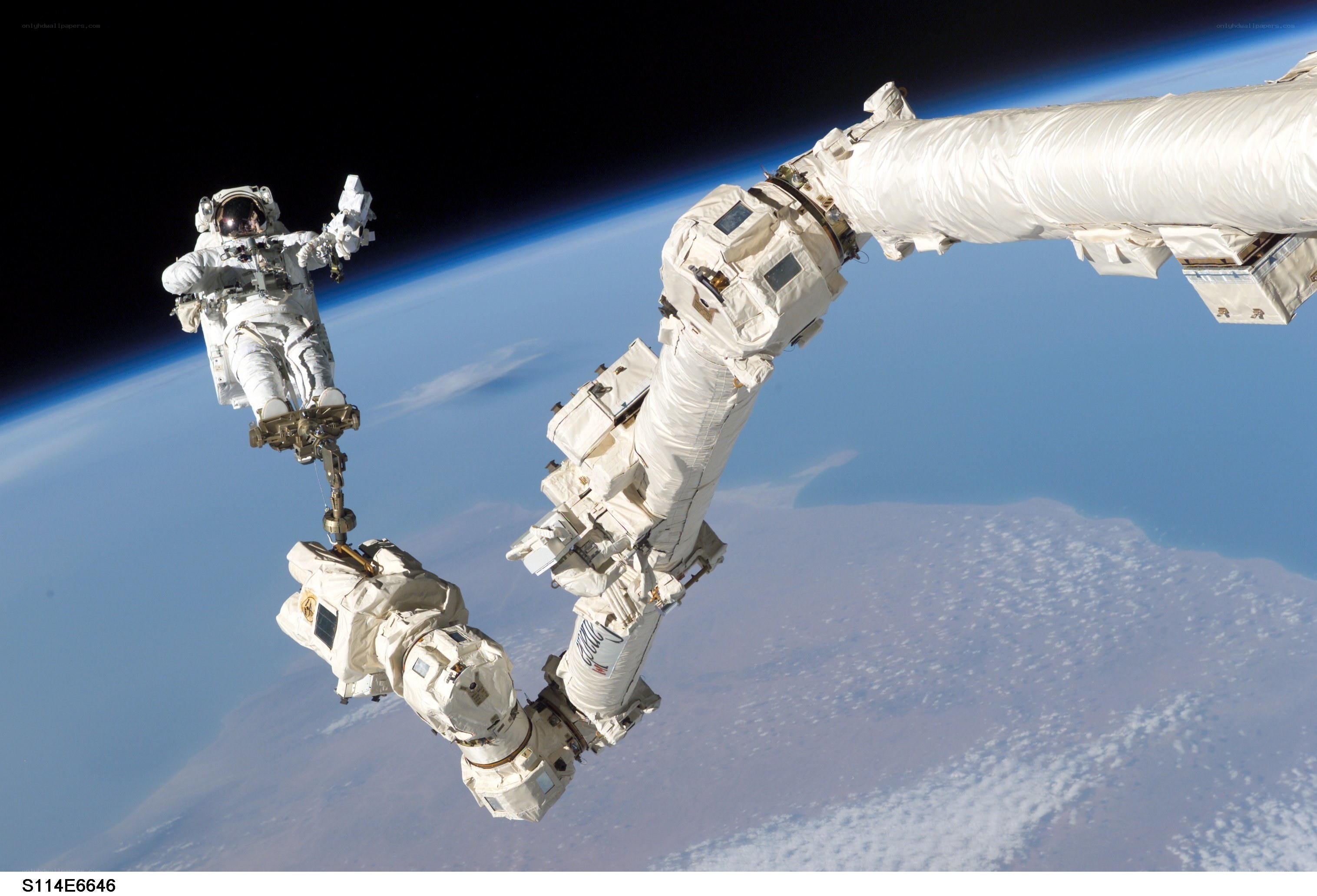 Astronaut performing spacewalk