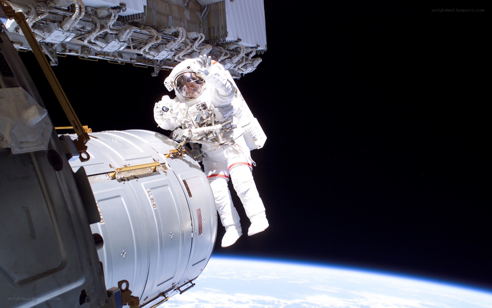 Astronaut performing spacewalk