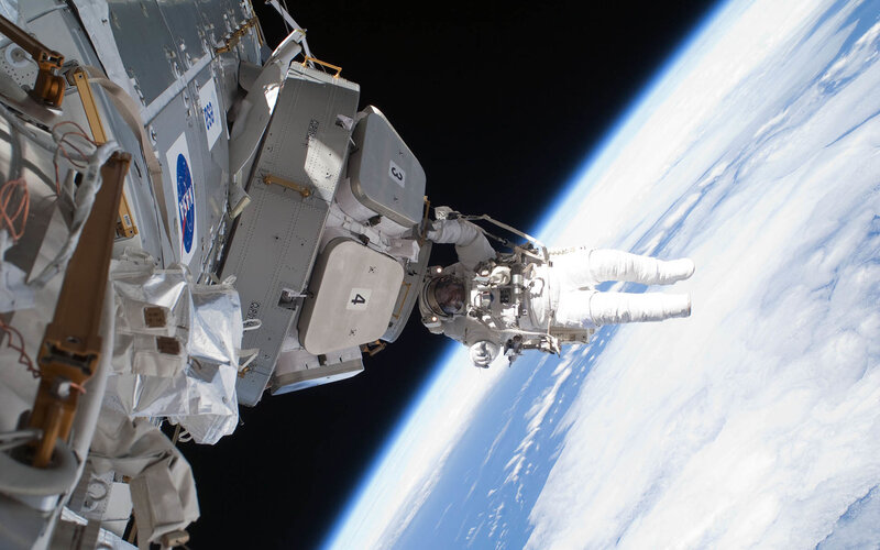 Astronaut performing spacewalk