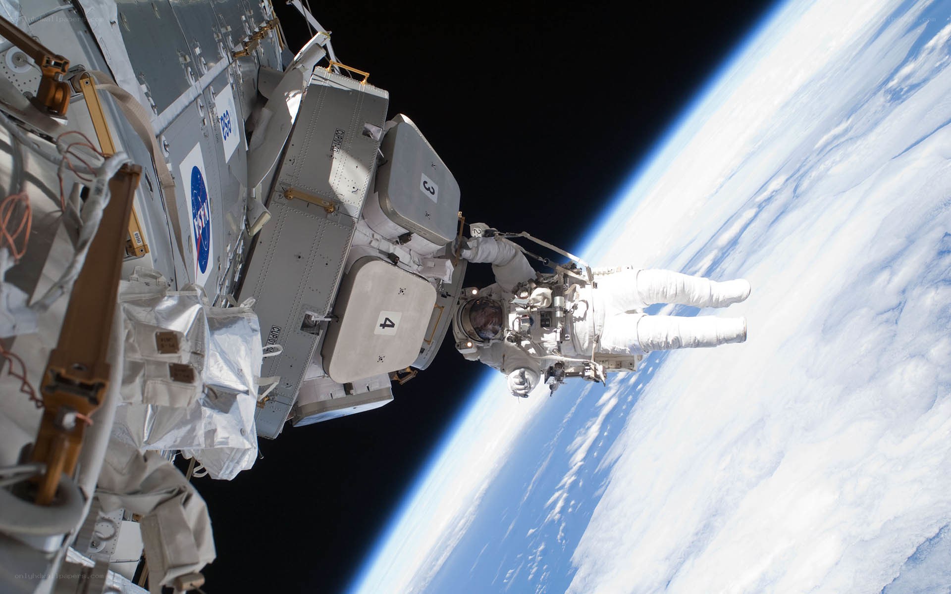 Astronaut performing spacewalk