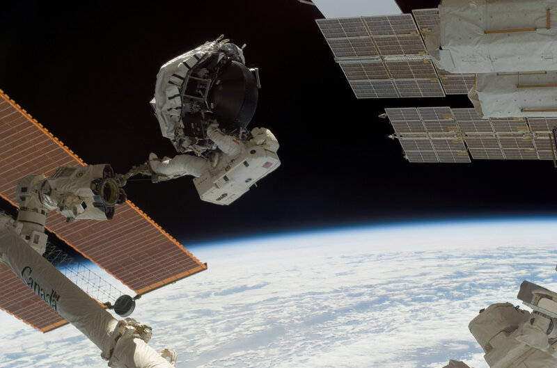 Astronaut performing spacewalk
