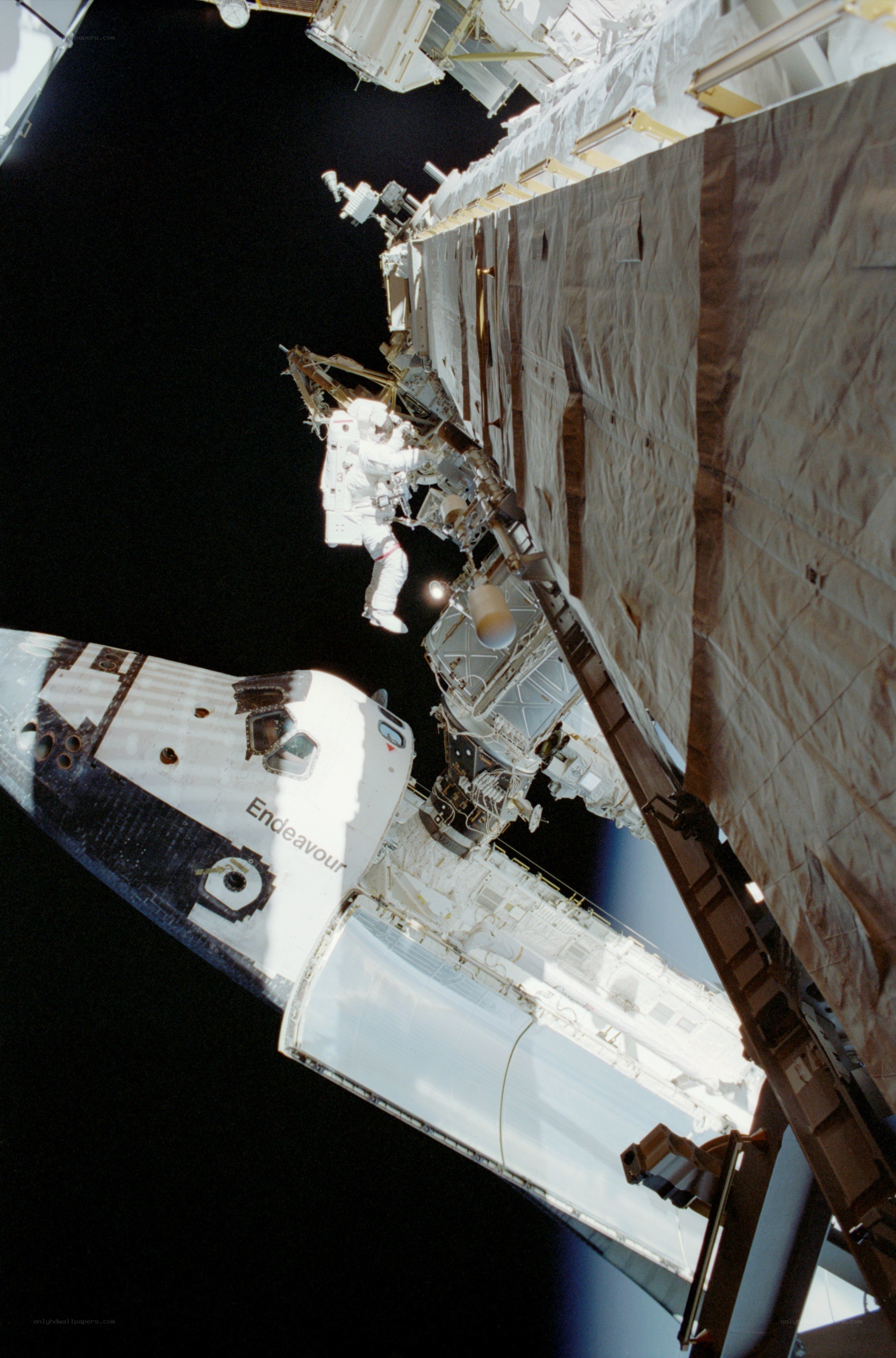 Astronaut performing spacewalk
