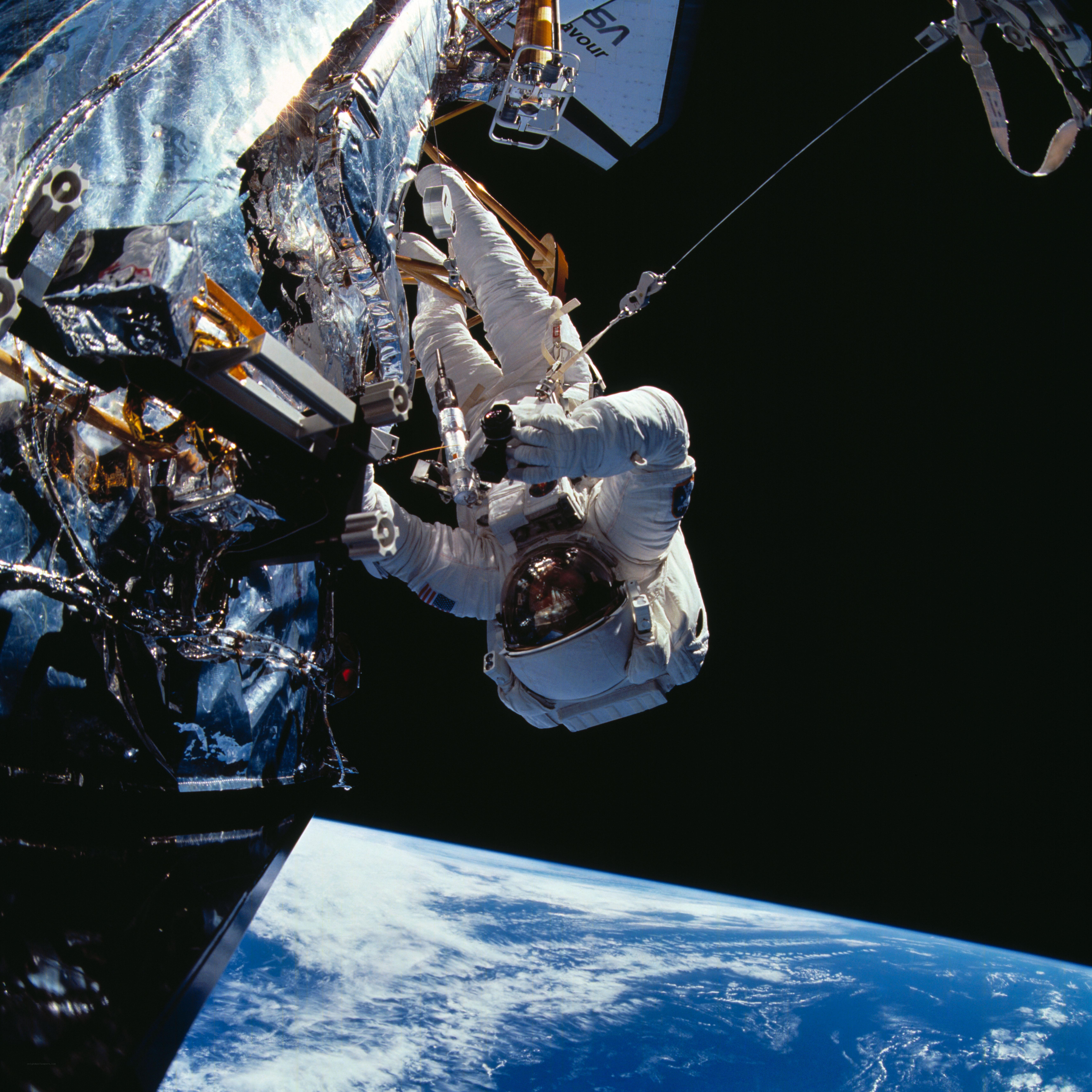 Astronaut performing spacewalk