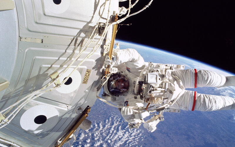 Astronaut performing spacewalk